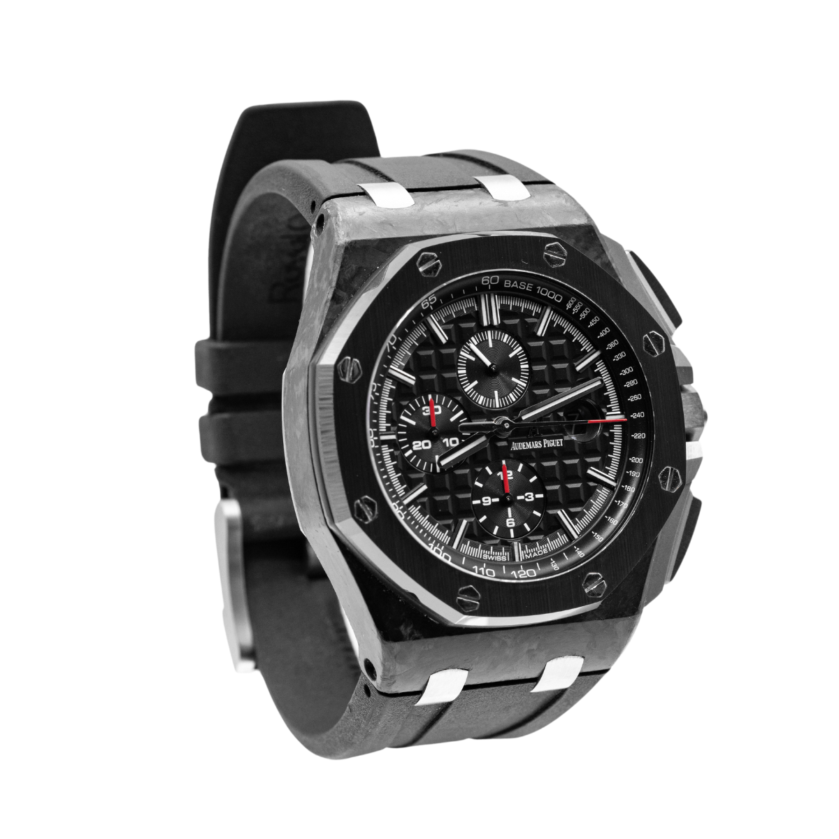 Royal Oak Offshore Chronograph 44MM Black Rubber Strap Black Dial With Méga Tapisserie Forged Carbon Case Pattern Black Ceramic Bezel