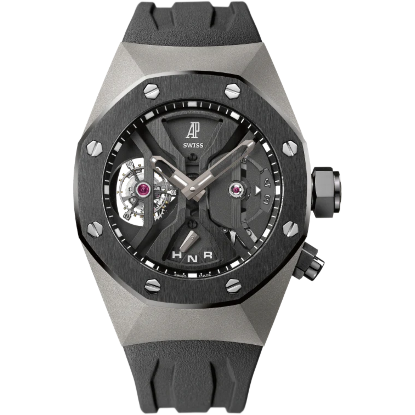 Royal Oak Concept 44MM Gmt Tourbillon Black Rubber Strap Titanium Case