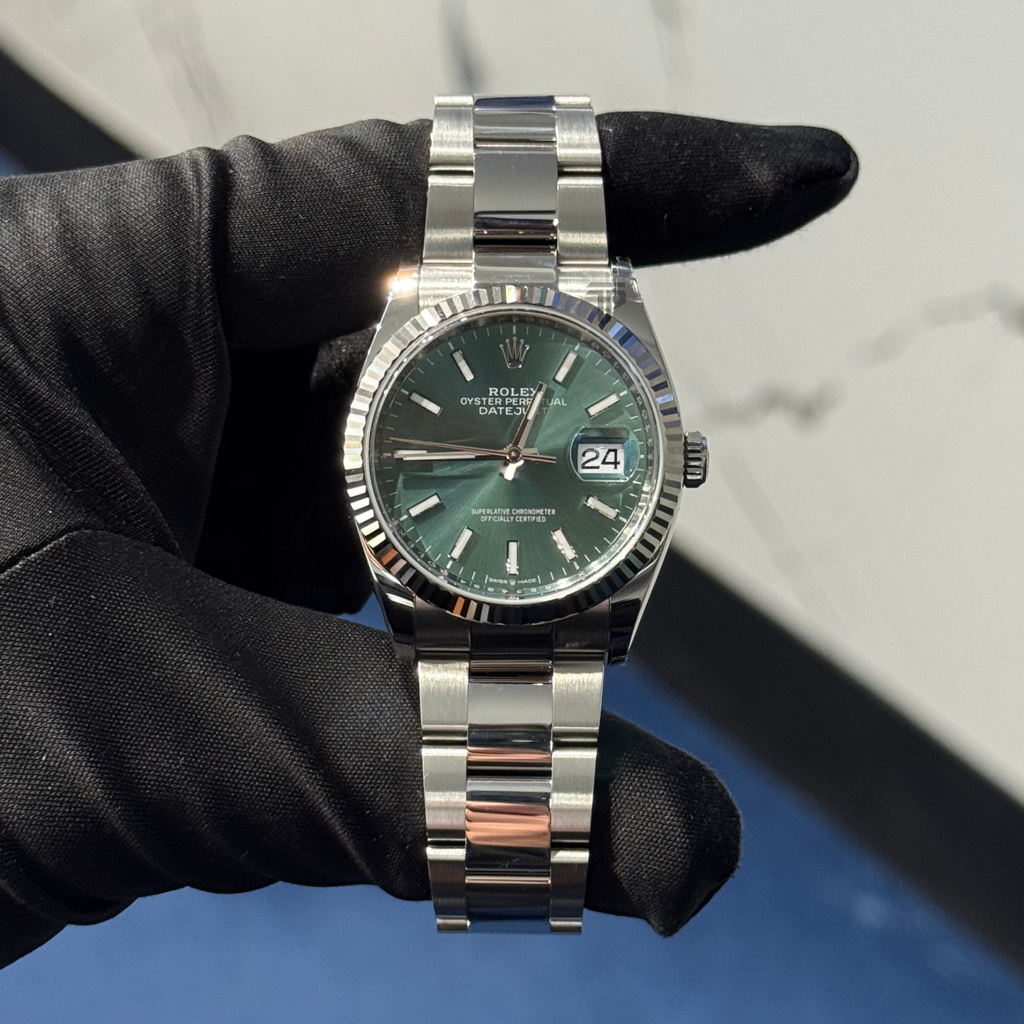Rolex Datejust Ref. 126234 36MM Mint Green Dial on Oyster/Fluted Bezel