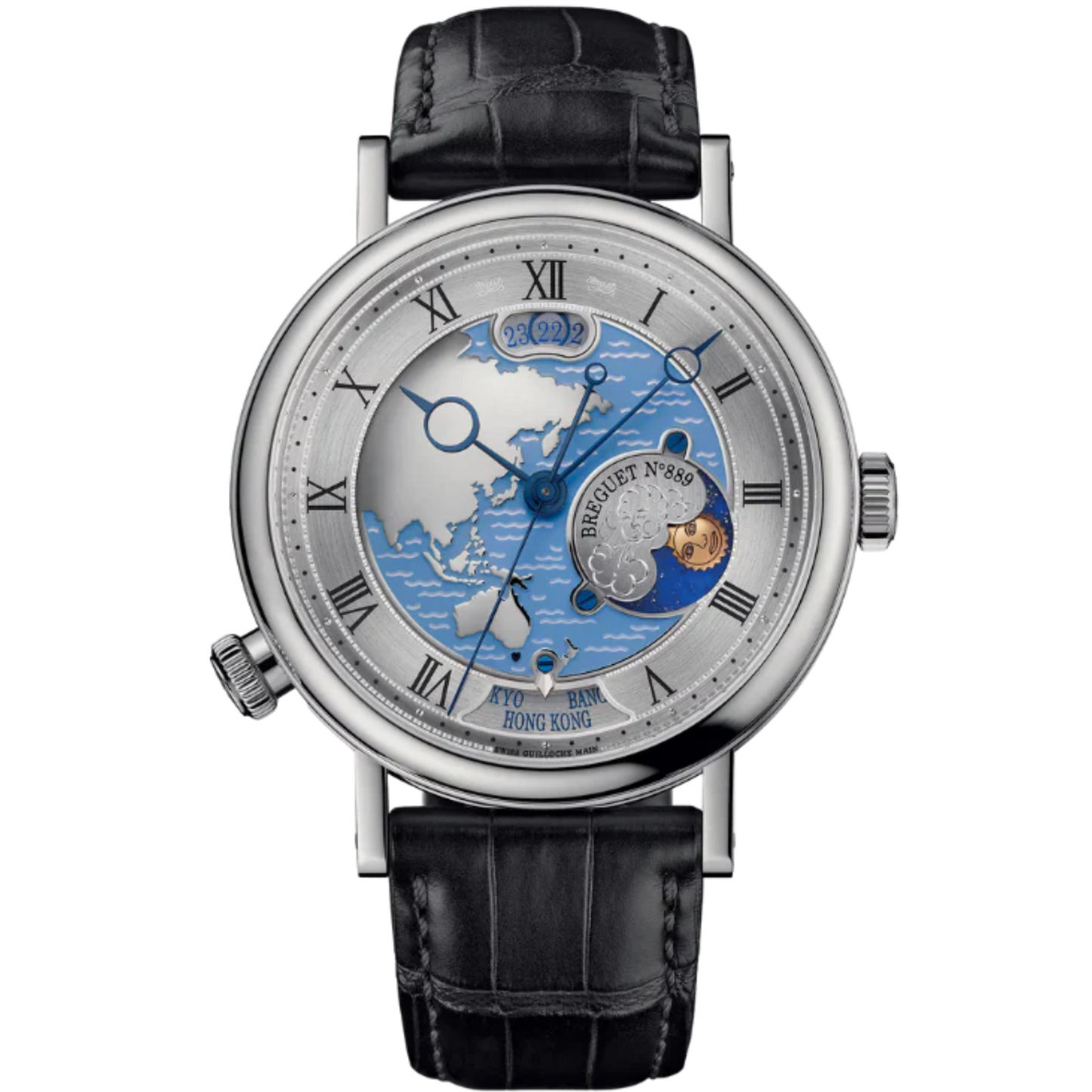 HORA MUNDI 5717 43 MM PLATINUM WITH BLUE "WAVE" MOTIF DIAL