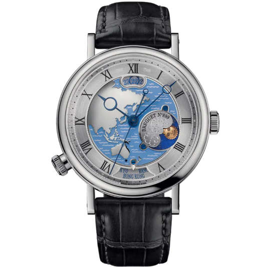 HORA MUNDI 5717 43 MM PLATINUM WITH BLUE "WAVE" MOTIF DIAL