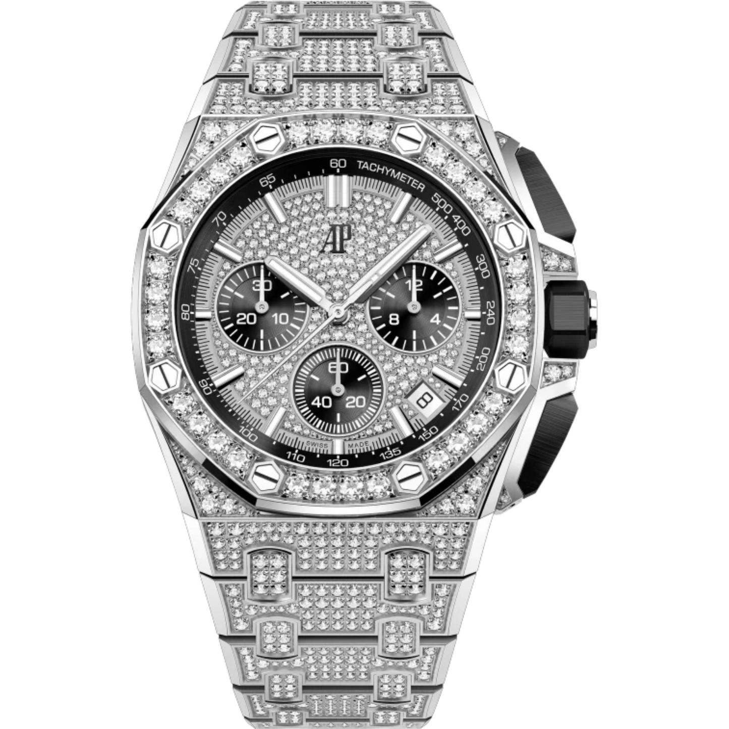Royal Oak Offshore Selfwinding Chronograph 43MM 18-Carat White Gold Bracelet 18-Carat White Gold Dial 18-Carat White Gold Case and Bezel Set With Brilliant-Cut Diamonds