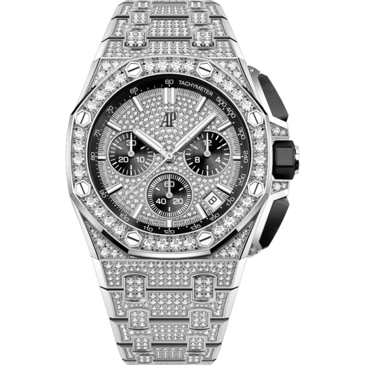 Royal Oak Offshore Selfwinding Chronograph 43MM 18-Carat White Gold Bracelet 18-Carat White Gold Dial 18-Carat White Gold Case and Bezel Set With Brilliant-Cut Diamonds