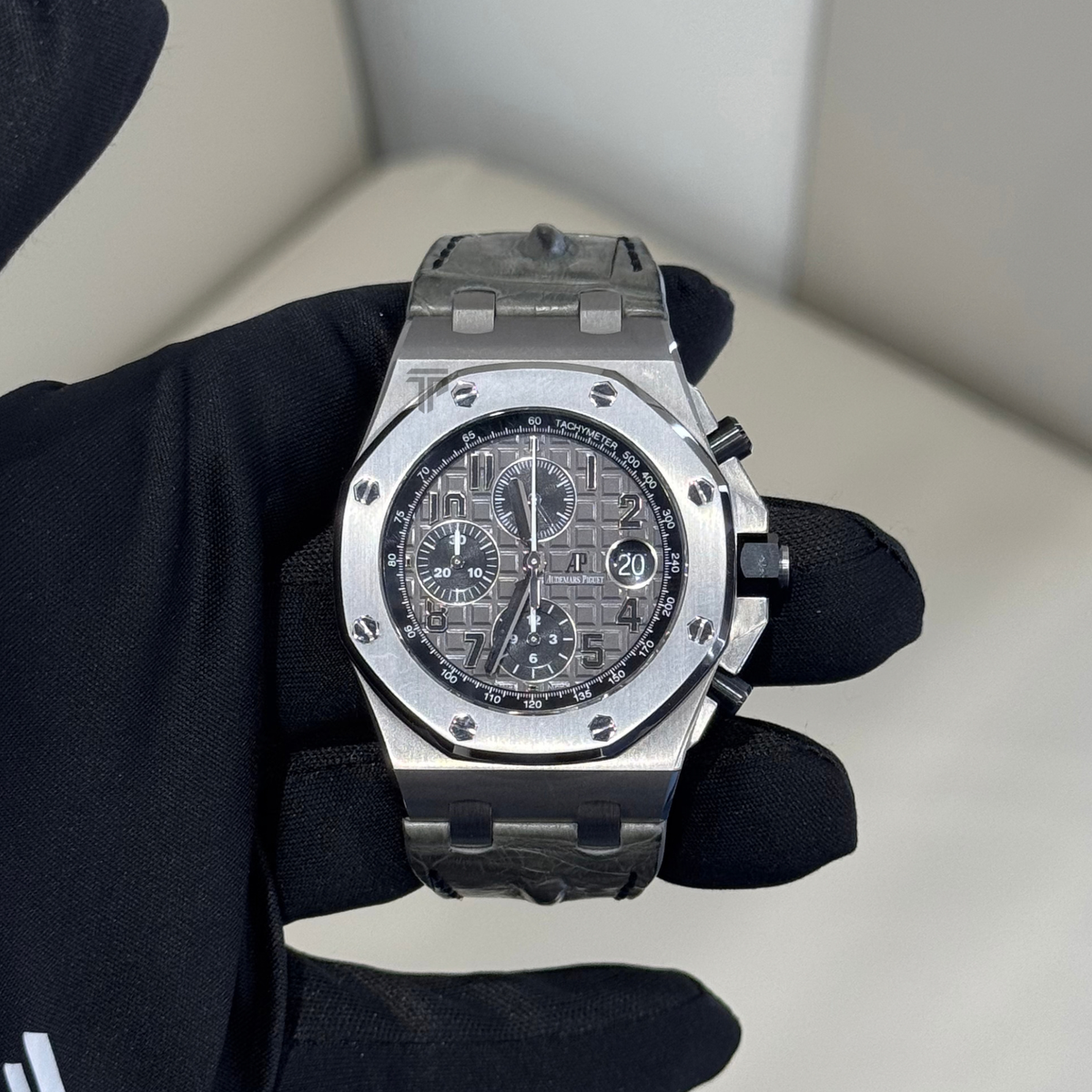Audemars Piguet Royal Oak Offshore Ref. 26470ST.OO.A104CR.01 42MM Stainless Steel "Elephant" Grey Dial on Leather Strap