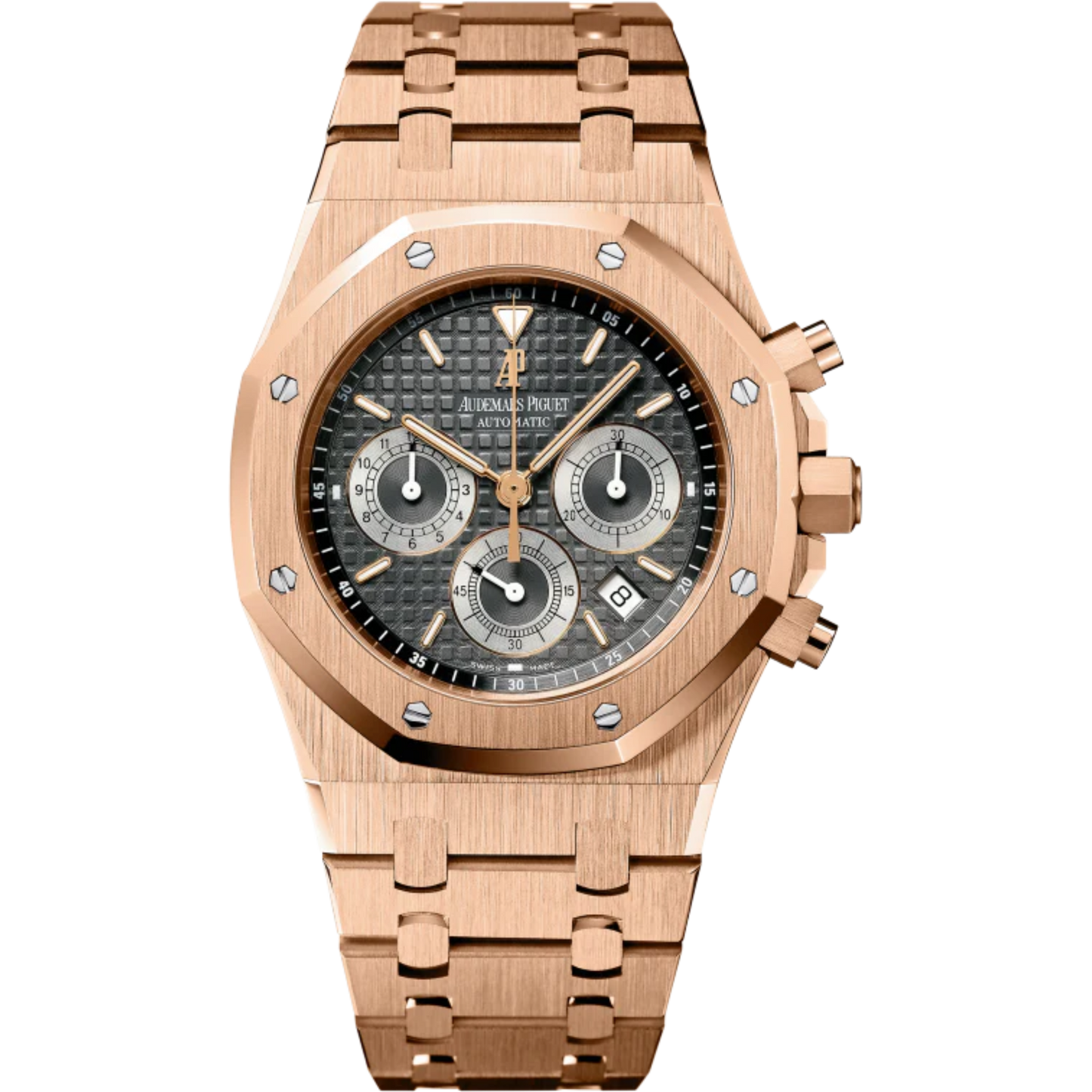 Royal Oak Chronograph 39MM 18-Carat Pink Gold Bracelet Brown Dial With Grande Tapisserie Pattern 18-Carat Pink Gold Case