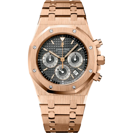 Royal Oak Chronograph 39MM 18-Carat Pink Gold Bracelet Brown Dial With Grande Tapisserie Pattern 18-Carat Pink Gold Case
