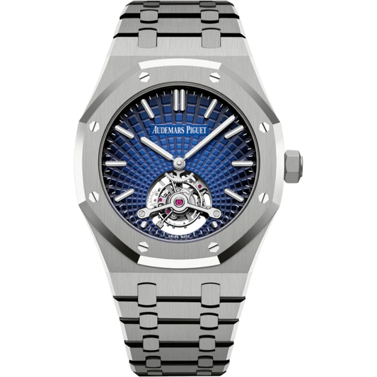 Royal Oak Tourbillon Extra-Thin 41MM Titanium Bracelet Smoked Blue Dial With Tapisserie Evolutive Pattern Titanium Case