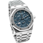 Royal Oak Dual Time 39MM Stainless Steel Bracelet Blue Dial With Grande Tapisserie Pattern Stainless Steel Case