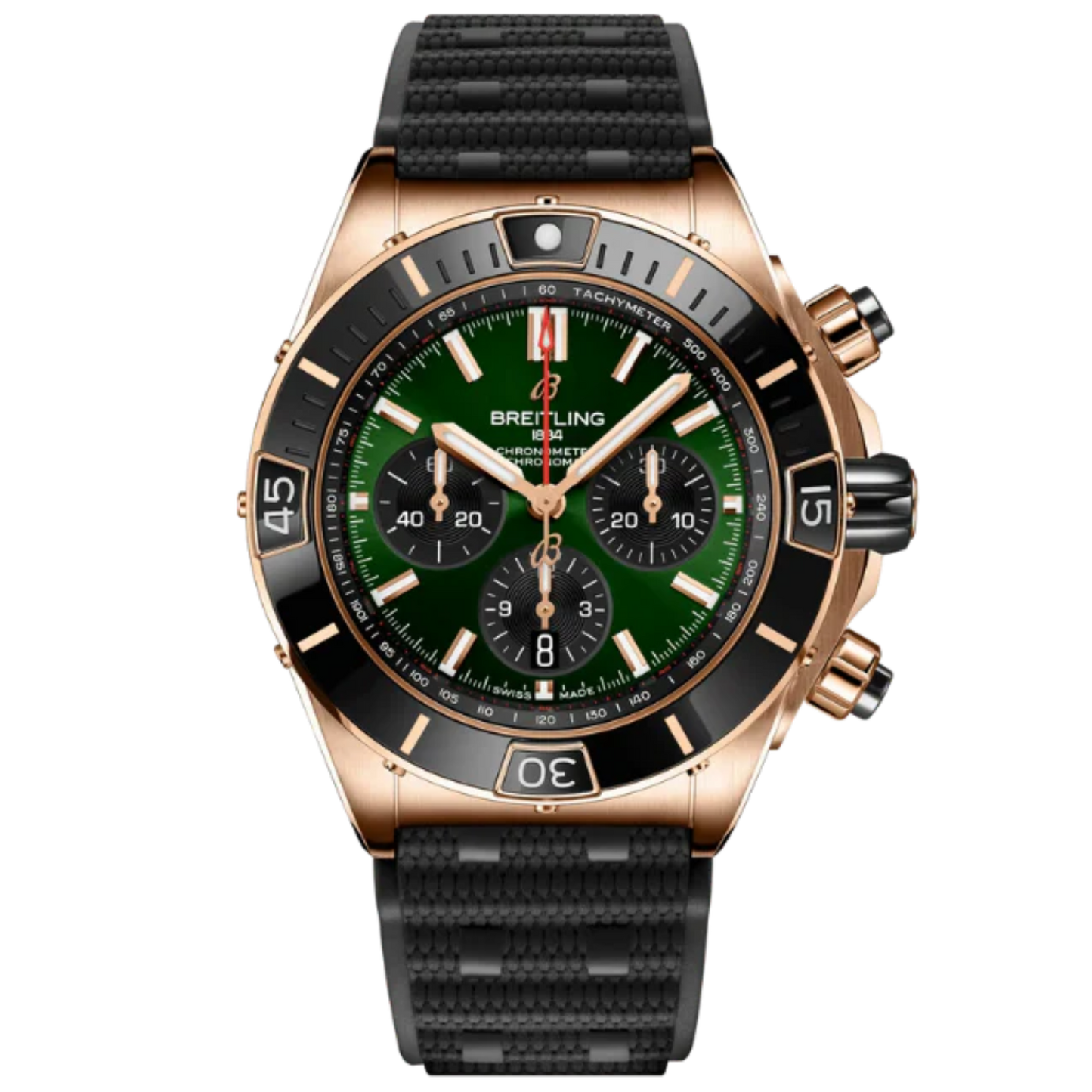 SUPER CHRONOMAT B01 44 MM 18K ROSE GOLD WITH GREEN DIAL