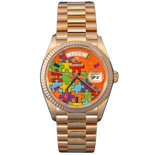 Rolex Ref. 128235 36mm Rose Gold Day Date "Puzzle"