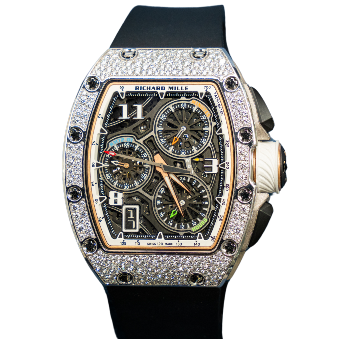 Richard Mille RM72-01 White Gold Snow Setting Flyback Chronograph