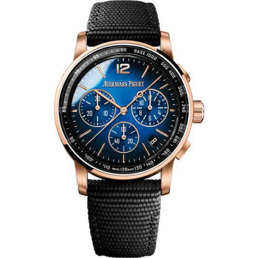 Audemars Piguet Code 11.59  Ref. 26393OR.OO.A002KB.03 41MM Rose Gold Chronograph Blue Dial