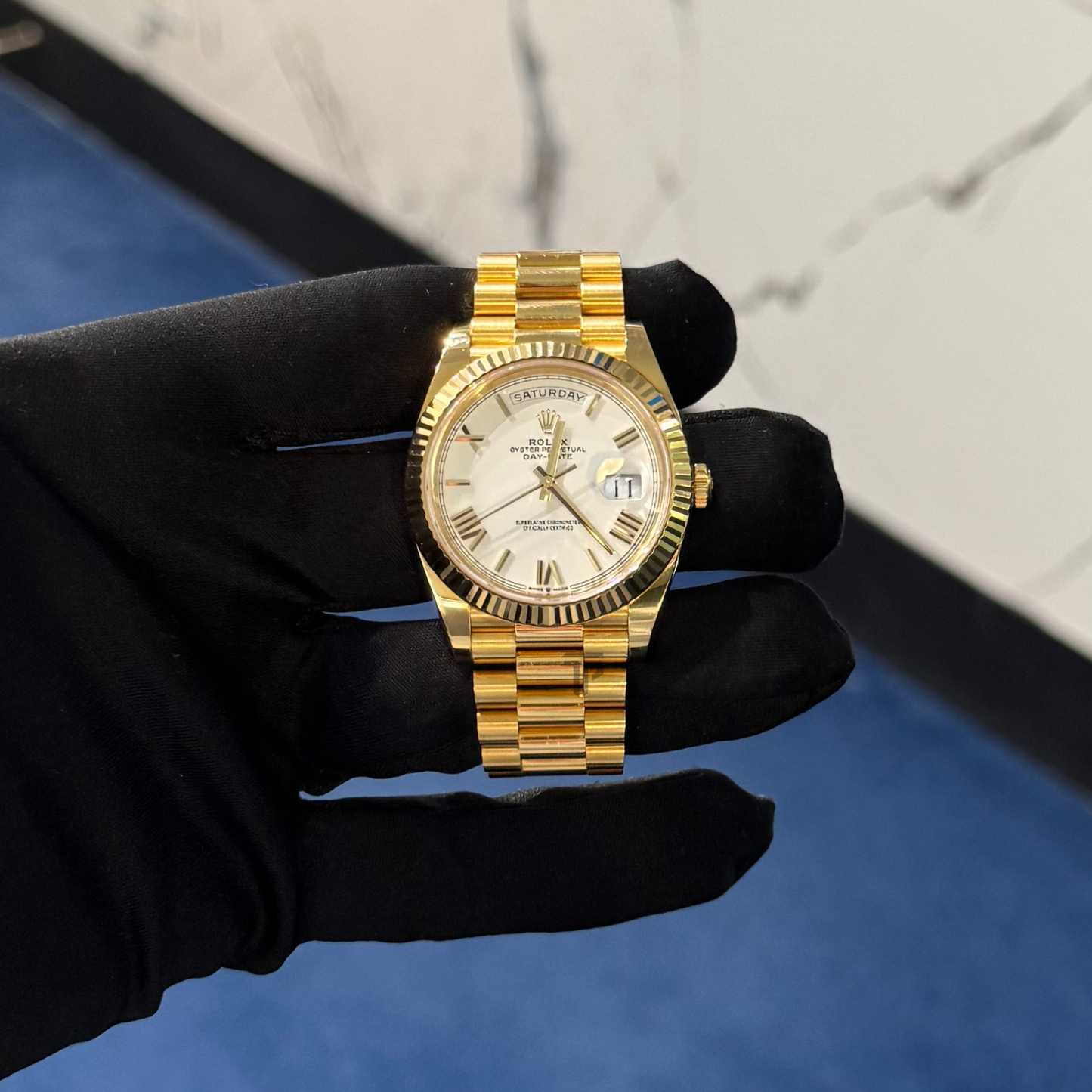 Rolex Day Date Ref. 228238 Yellow Gold White Roman Dial