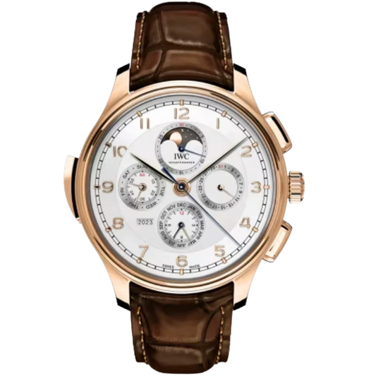 PORTUGIESER TOURBILLON RETROGRADE CHRONOGRAPH 43 MM GOLD WITH WHITE DIAL