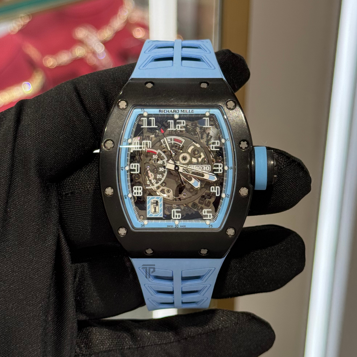 Richard Mille RM030 Black Carbon "Argentina" Blue Rehaut Full Set Complete