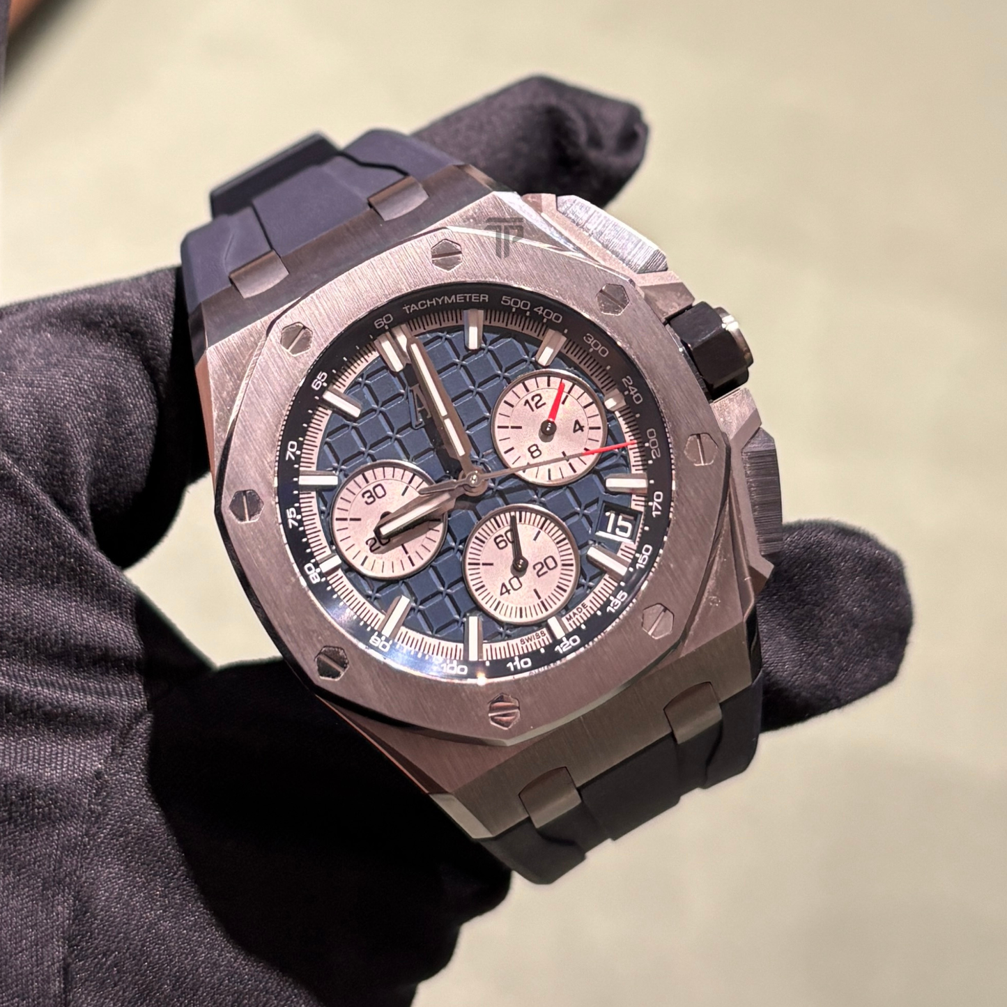 Audemars Piguet Royal Oak Offshore Ref. 26420TI.OO.A027CA.01 43MM Titanium Blue Dial/White Subdials