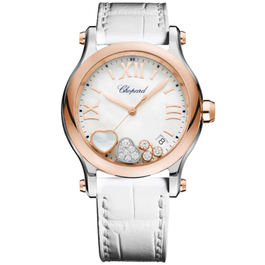 HAPPY SPORT 36 MM ETHICAL ROSE GOLD - LUCENT STEEL™ WITH MOTHER OF PEARL DIAL