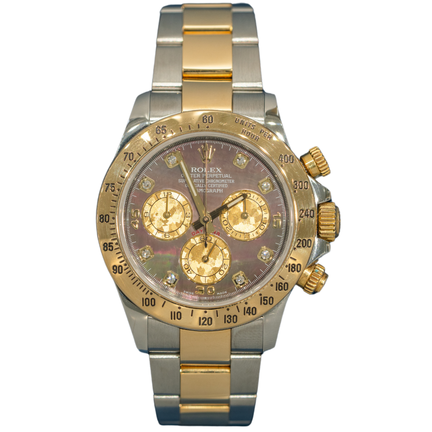Rolex Daytona Ref. 116523 Two Tone 40mm Tahitian Mother of Pearl Diamond Dial