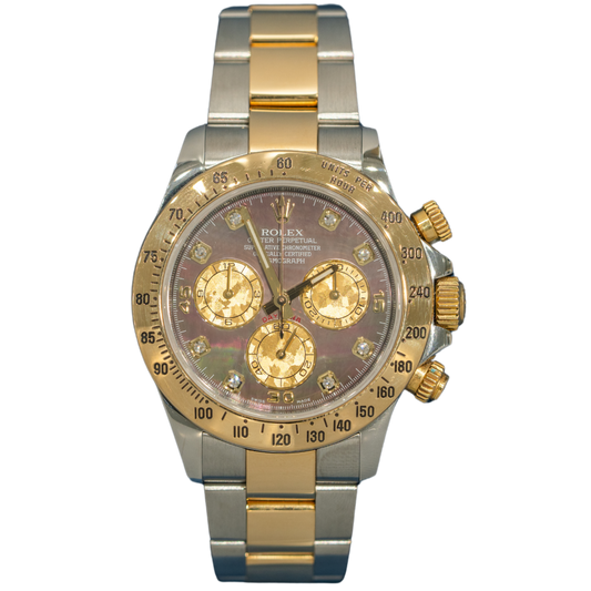 Rolex Daytona Ref. 116523 Two Tone 40mm Tahitian Mother of Pearl Diamond Dial