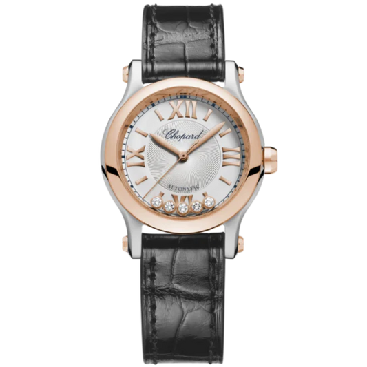 HAPPY SPORT 30 MM ETHICAL ROSE GOLD - LUCENT STEEL™ WITH SILVER DIAL