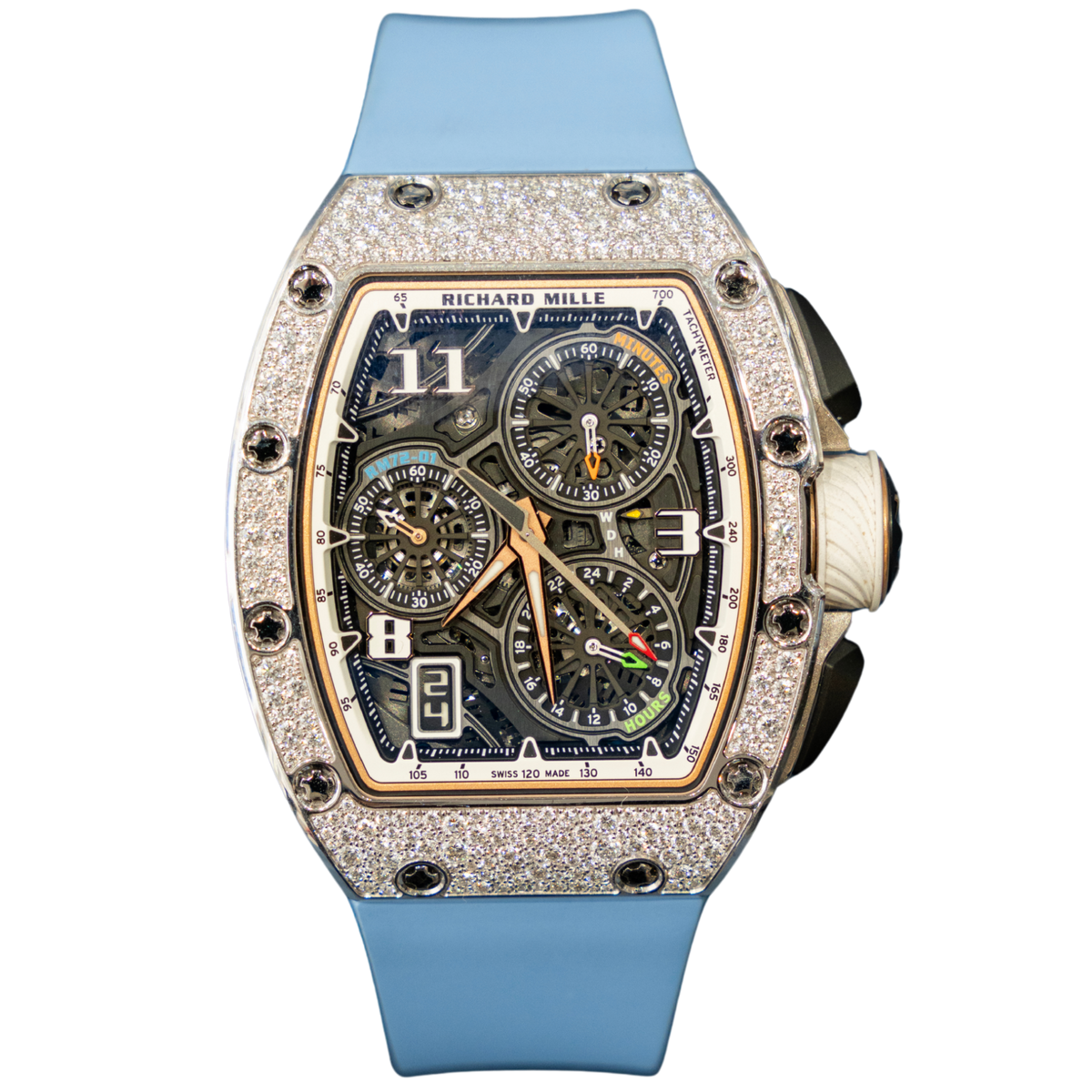 Richard Mille RM72-01 White Gold Snow Setting Flyback Chronograph