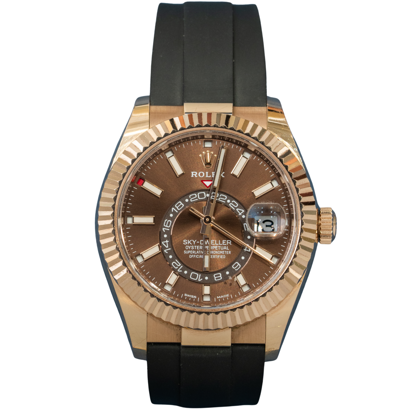 Rolex Skydweller Ref. 326935 42MM Rose Gold Chocolate Dial on Oysterflex
