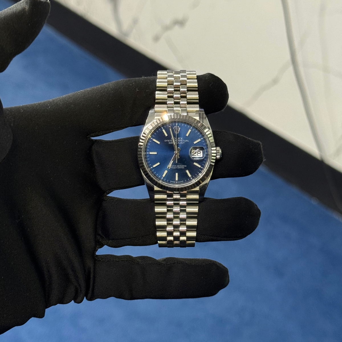 Rolex Datejust Ref. 126234 36MM Stainless Steel Blue Stick Dial on Jubilee