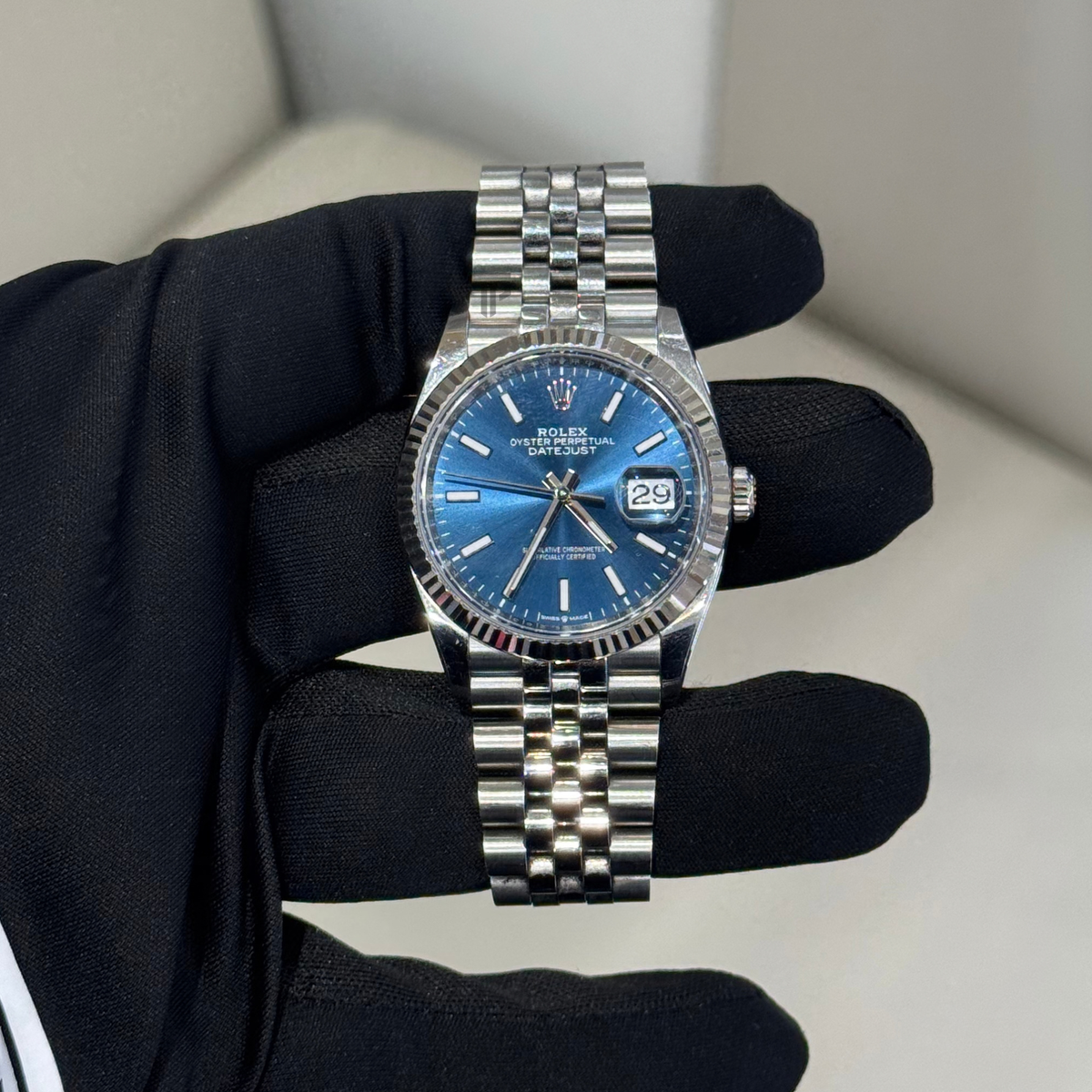 Rolex Datejust Ref. 126234 36MM Stainless Steel Blue Stick Dial on Jubilee