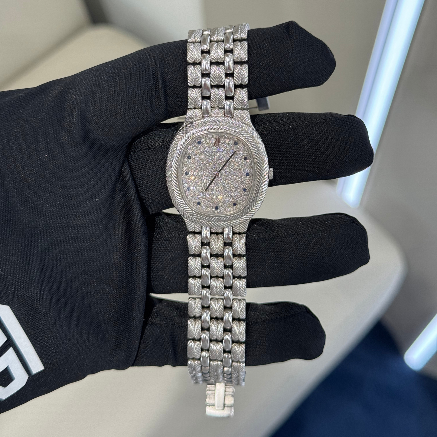 Audemars Piguet "FEATHER" Ref. 56455BC 18KT White Gold Diamond Pave Dial Quarts Sapphire Markers