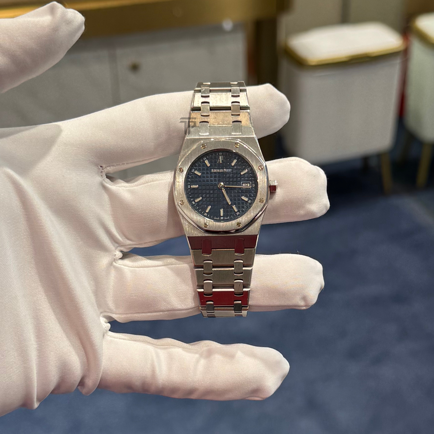 Audemars Piguet Royal Oak Ref. 56175ST 33MM Stainless Steel Blue Petite Tapisserie Dial