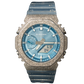 Iced out G Shock Analog White gold with Ice Blue Dial