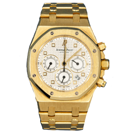 Audemars Piguet Royal Oak Chronograph Ref. 26022BA.OO.D088CR.01 39MM Yellow Gold White Dial