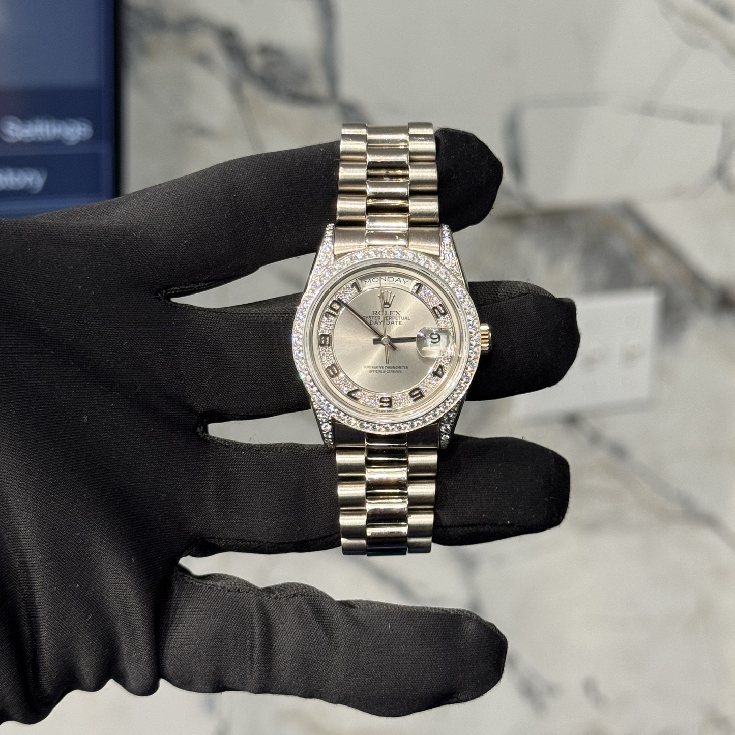 Rolex Ref. 18389 36mm White Gold Day Date Myriad Diamond Dial / Diamond Bezel / Diamond Lugs (Factory)