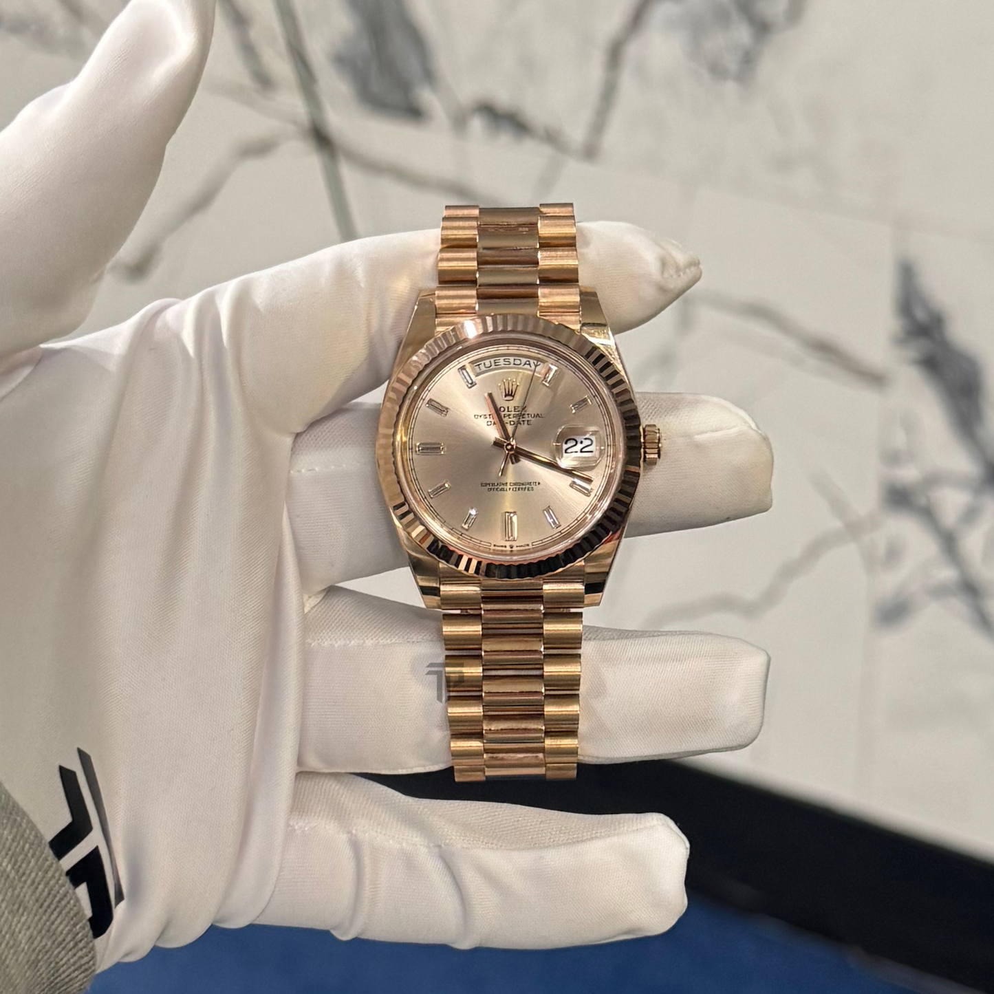 Rolex Day Date Ref. 228235A Sundust Baguette Dial