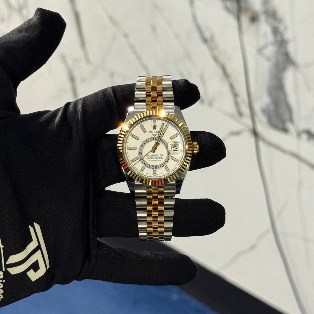 Rolex Skydweller Ref. 336933 Two Tone Stainless Steel & Yellow Gold with White Dial on Jubilee Band