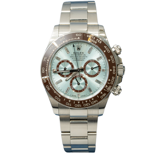 Rolex Daytona 126506 40mm Platinum Ice Blue Baguette Dial "Platona"
