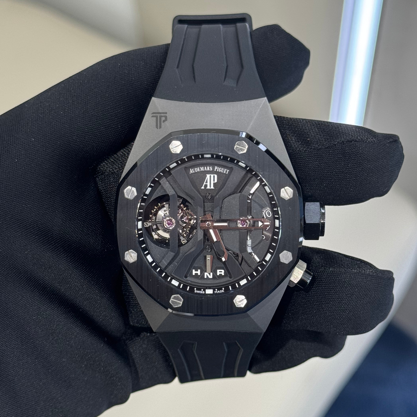Royal Oak Concept 44MM Gmt Tourbillon Black Rubber Strap Titanium Case