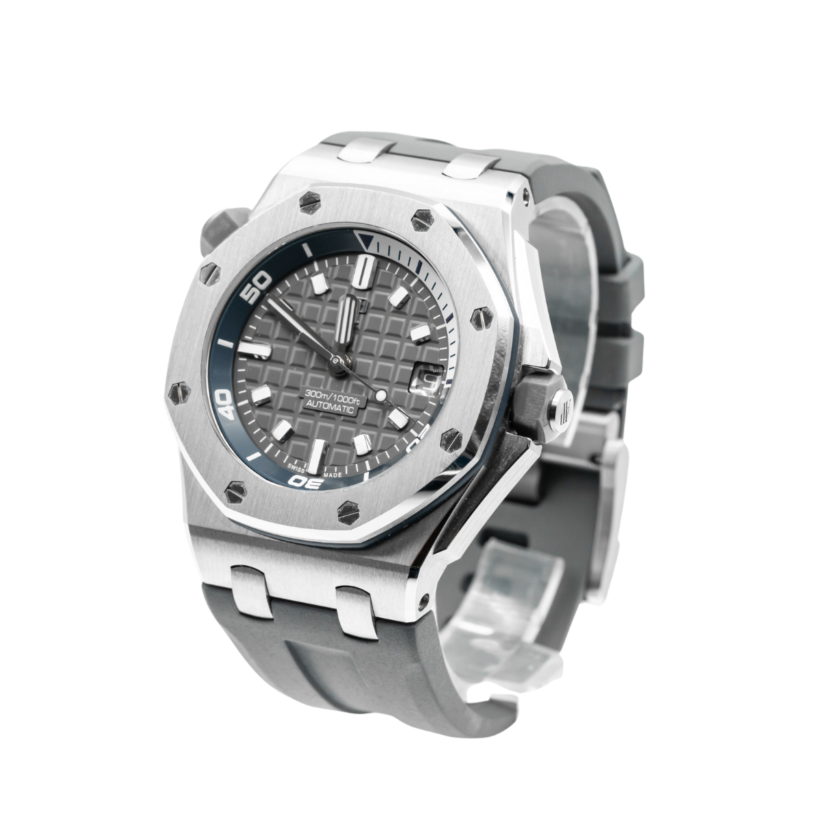 Royal Oak Offshore Dive 42MM Grey Rubber Strap Grey Dial With Méga Tapisserie Pattern Stainless Steel Case