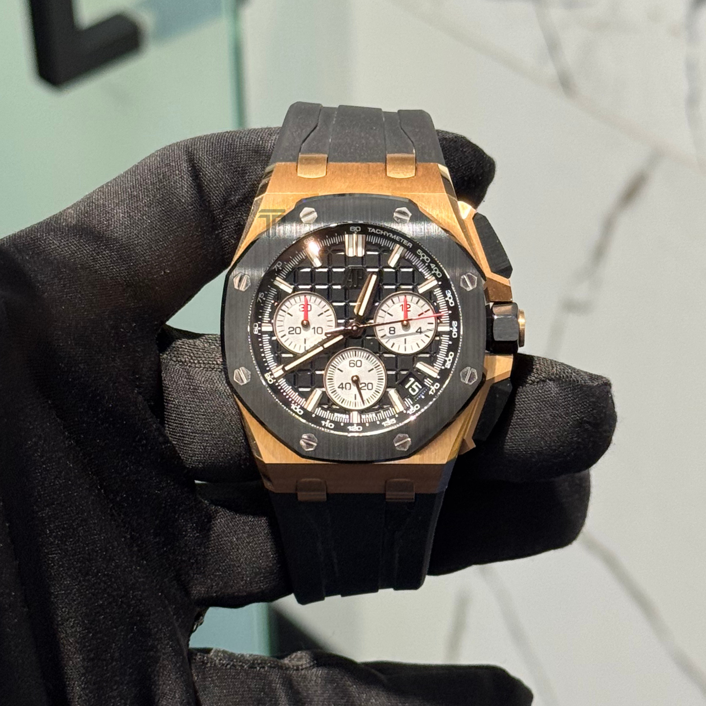 Audemars Piguet Royal Oak Offshore Ref. 26420RO.OO.A002CA.01 43MM Rose Gold Black Dial/White Subdials