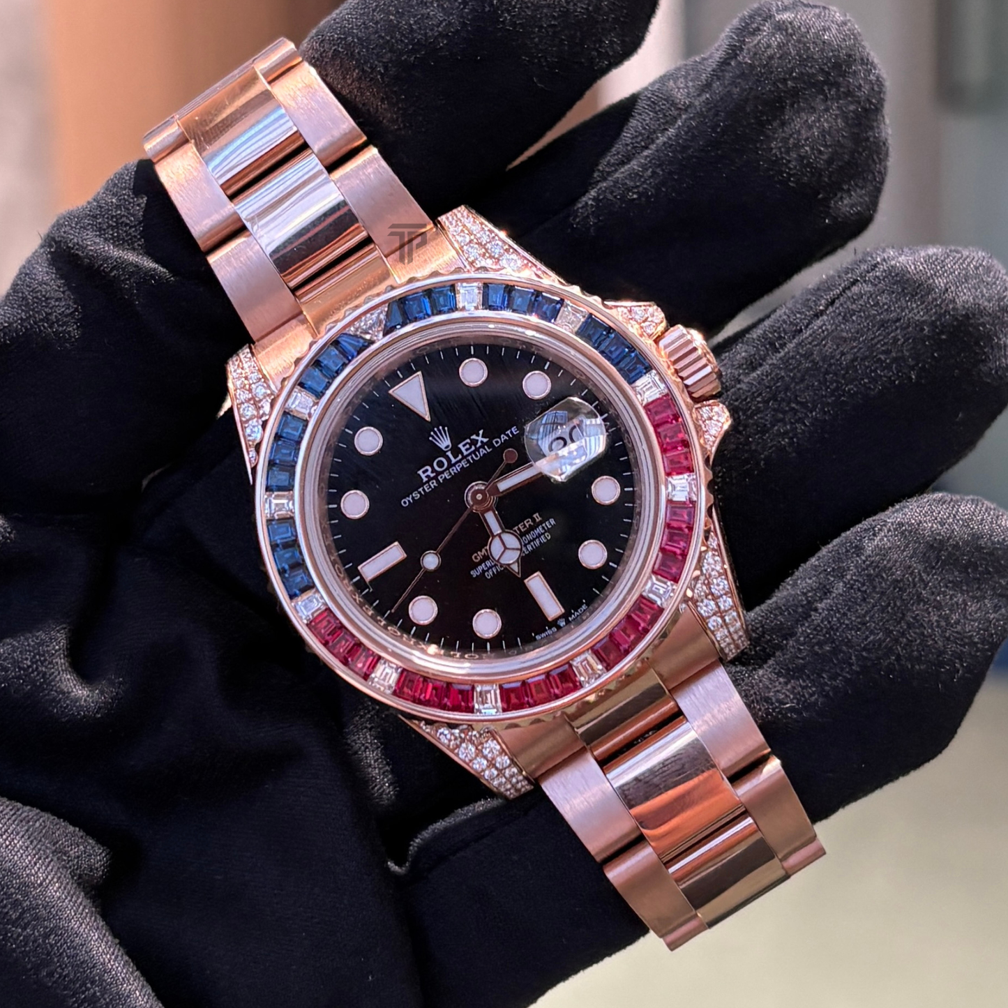 Rolex Ref. 126755SARU Black Dial Factory Set Diamonds Sapphires and Rubies