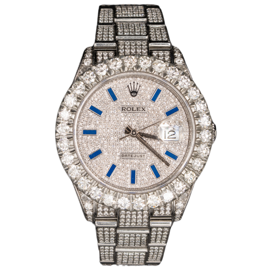 Rolex Datejust Ref. 126300 41MM BUSSDOWN with Blue Diamond Stick Markers on Oyster