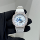 Casio Iced out G Shock Analog (White Gold with White Dial and Strap)