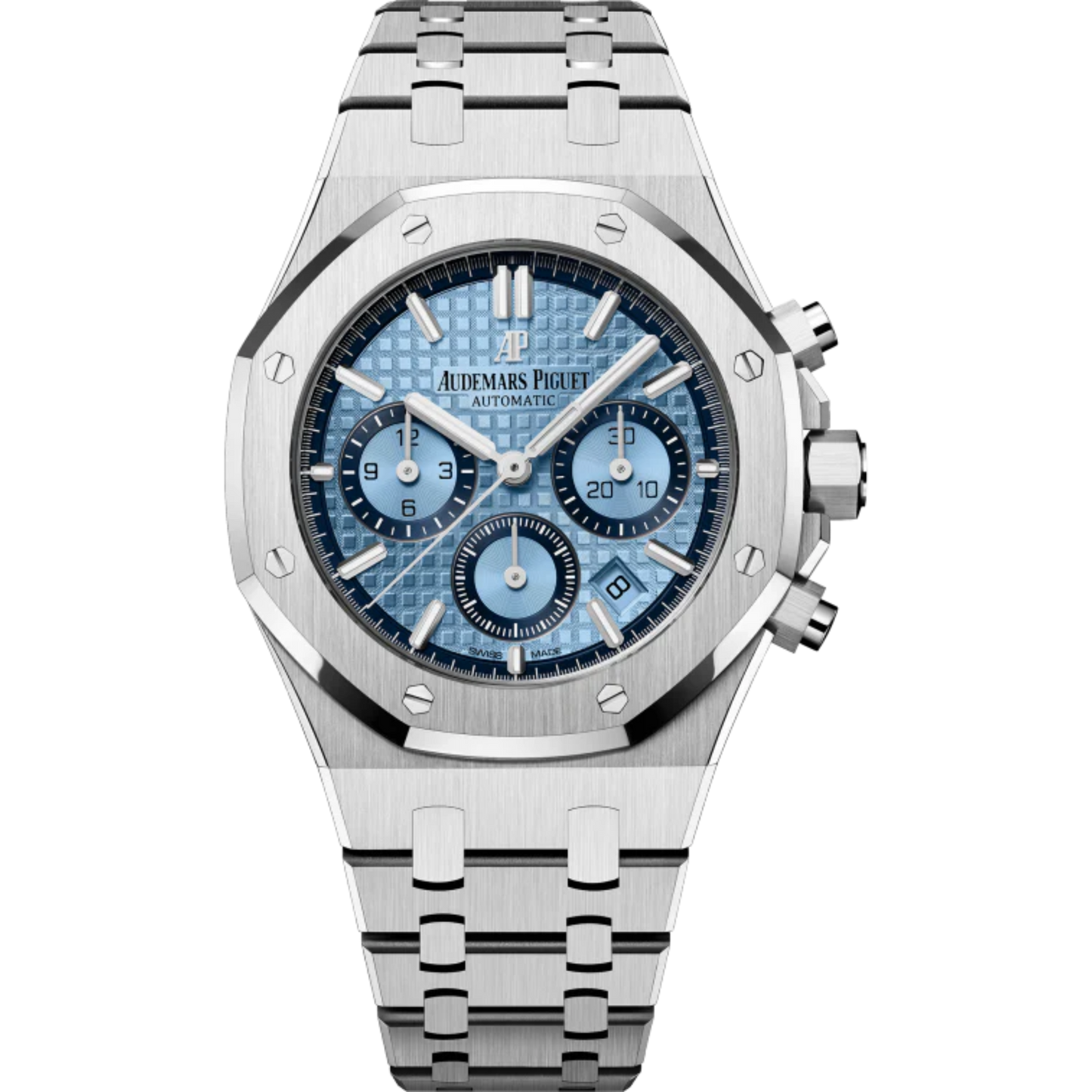Royal Oak Selfwinding Chronograph 38MM 18-Carat White Gold Bracelet Light-Blue Dial With Grande Tapisserie Pattern 18-Carat White Gold Case