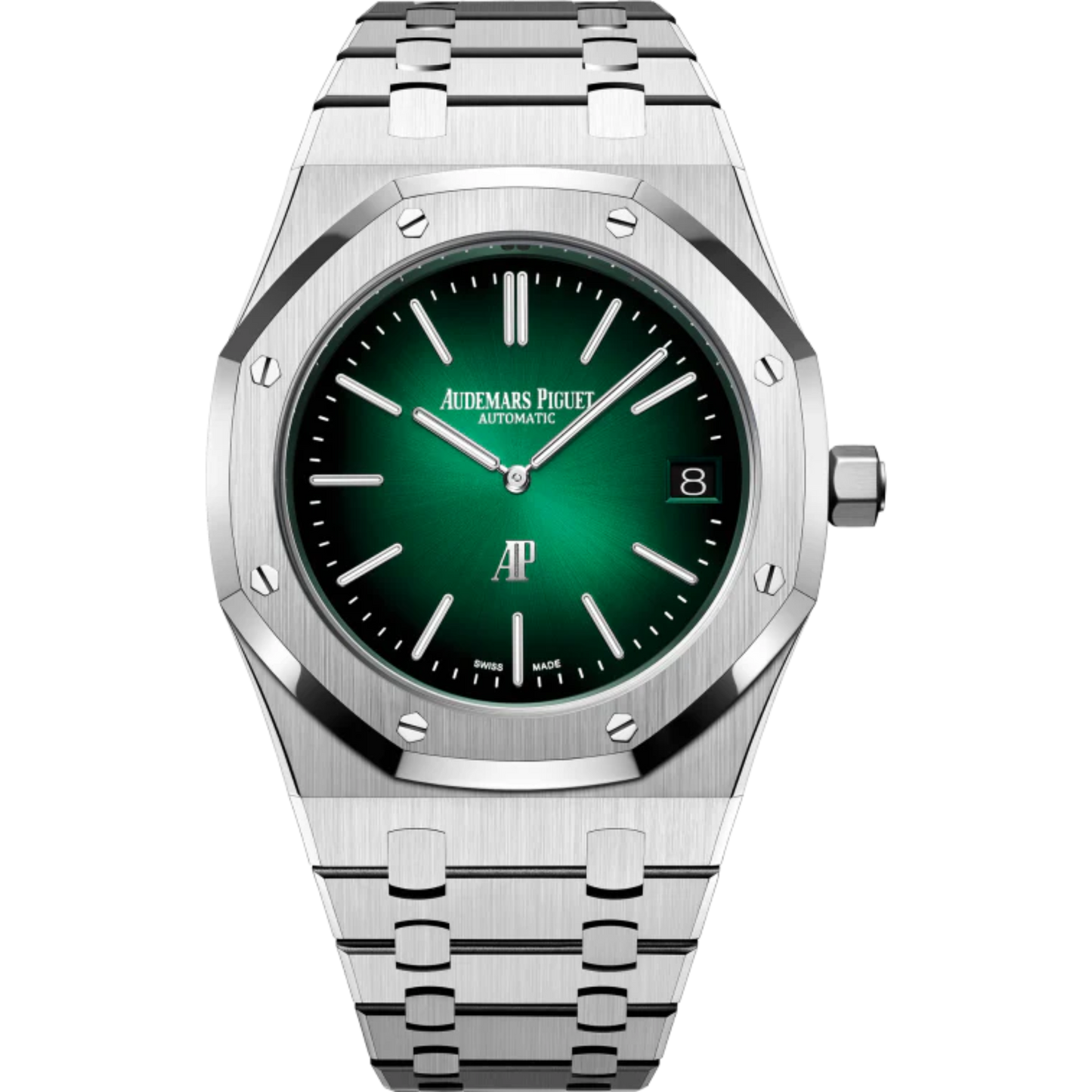 Royal Oak Jumbo Extra-Thin 39MM 950 Platinum Bracelet Smoked Green Dial With Sunray Pattern Base 950 Platinum Case