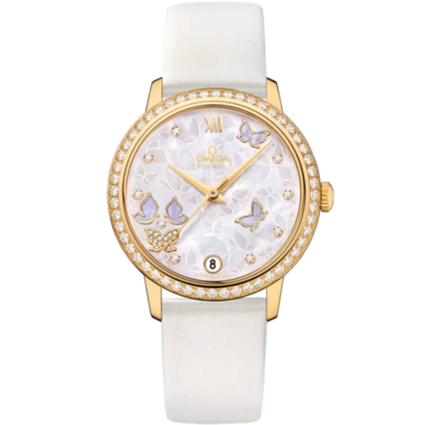 DE VILLE PRESTIGE BUTTERFLY 33 MM YELLOW GOLD WITH MOTHER OF PEARL DIAL