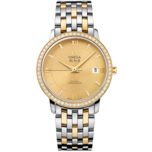 DE VILLE PRESTIGE 37 MM STAINLESS STEEL - YELLOW GOLD WITH YELLOW DIAL
