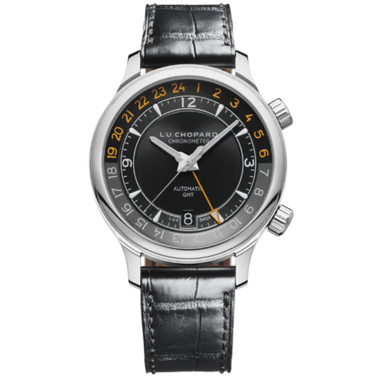 L.U.C GMT ONE 42 MM LUCENT STEEL™ WITH BLACK DIAL