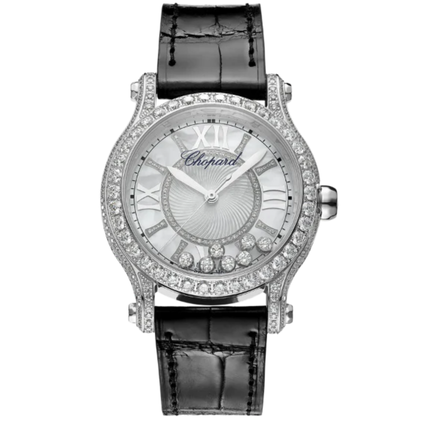HAPPY SPORT 36 MM ETHICAL WHITE GOLD WITH MOTHER OF PEARL DIAL