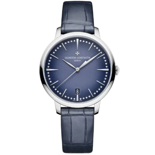 PATRIMONY SELF WINDING 36 MM 18K WHITE GOLD WITH  BLUE BRASS DIAL