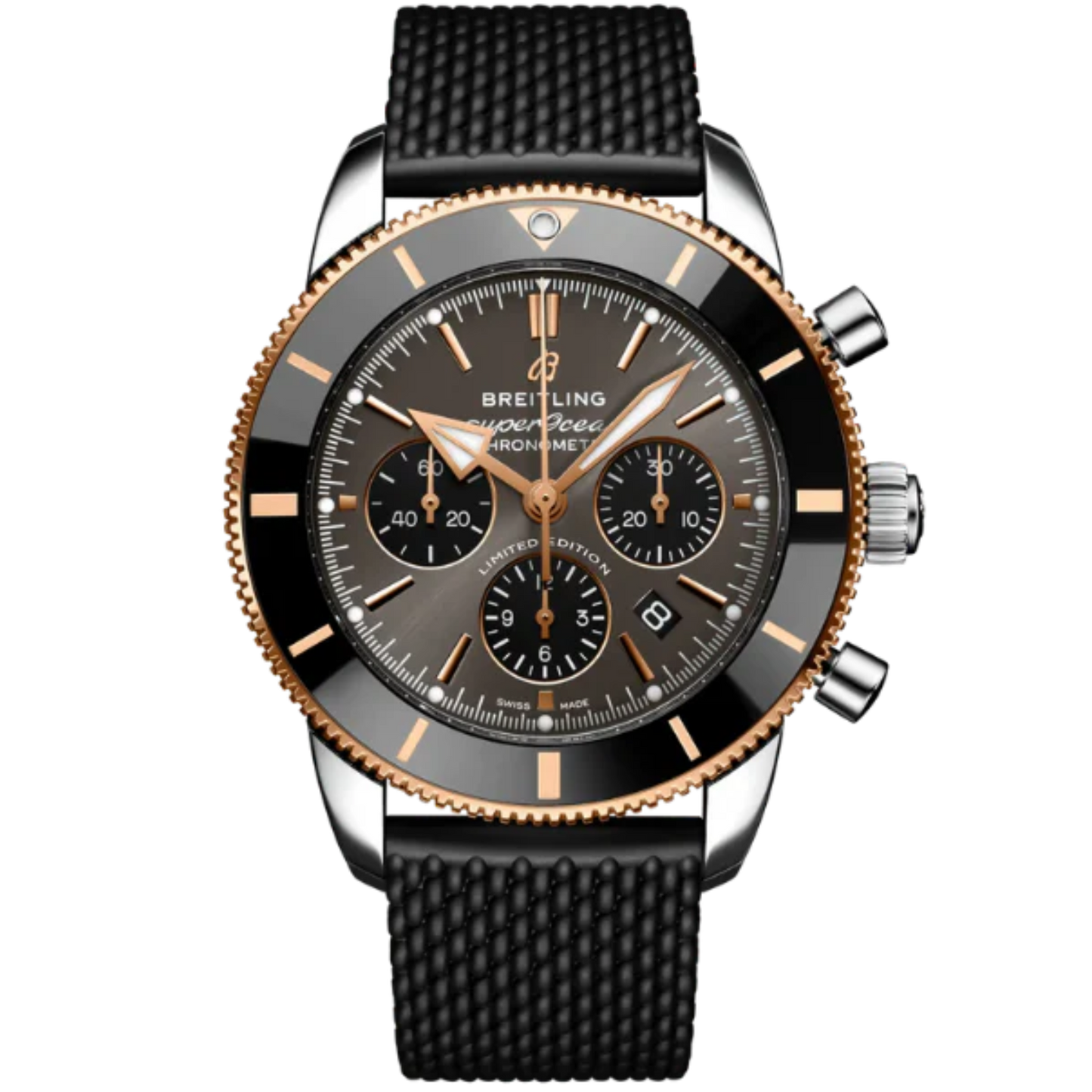 SUPEROCEAN HERITAGE B01 CHRONOGRAPH 44 MM STAINLESS STEEL & 18K ROSE GOLD WITH BLACK EYE GRAY DIAL